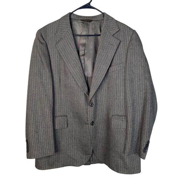 Nordstrom Mens 44R Pinstripe Wool 3 Piece Suit Jacket 40x31 Pants Vest Gray EUC! - Picture 2 of 15